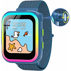 Vendos85 Montre Connectée Enfant Caméra Rotative avec Podomètre/12 Jeux/Musique/Livre de Contes bleu