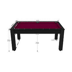 Avis De Faugeres Billard convertible table 6 personnes Texas noir grainé et prune (tapis)