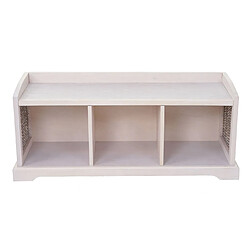 Acheter Mendler Banc / banquette Bienne, boîte de rangement, 3 paniers, treillis en rotin kubu, 112x46x37cm ~ blanc