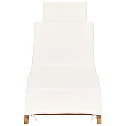 Maison Chic Chaise longue pliable avec coussin | Bain de soleil Relax | Transat blanc crème Bois de teck -GKD74198