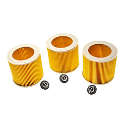 vhbw Lot de 3x filtres à cartouche remplacement pour Kärcher 6.414-552.0, 6.414-772.0 pour aspirateur à sec ou humide - Filtre plissé, jaune