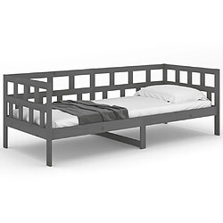 Acheter vidaXL Lit de jour sans matelas gris bois de pin massif 90x190 cm