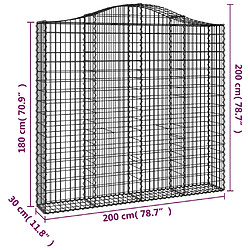 Acheter vidaXL Panier de gabions arqué 200x30x180/200 cm Fer galvanisé