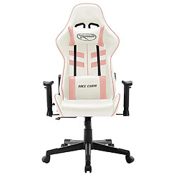 Maison Chic Chaise de jeu, Chaise gaming, Fauteuil gamer d'ordinateur,Chaise de Bureau Blanc et rose Cuir artificiel -GKD55860