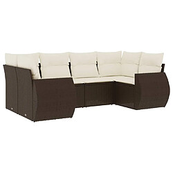 vidaXL Salon de jardin avec coussins 6 pcs marron résine tressée