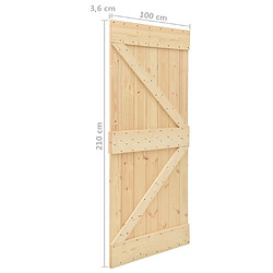 vidaXL Porte coulissante et kit de quincaillerie 100x210 cm Pin massif pas cher