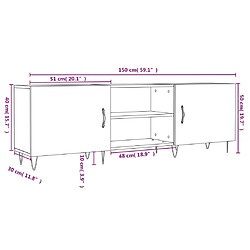 vidaXL Meuble TV blanc 150x30x50 cm bois d'ingénierie pas cher