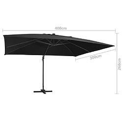 vidaXL Parasol déporté avec lumières LED Aluminium 400x300 cm noir pas cher