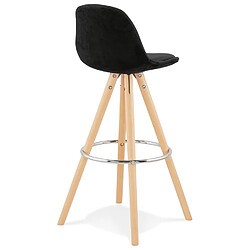 Acheter Alterego Tabouret de bar 'SPIRIT' en velours noir et pieds en bois naturel