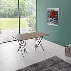 Inside 75 Table console extensible ouverture en livre HERMES plateau gris béton pieds gris foncé largeur 140cm