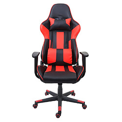 Acheter Decoshop26 Fauteuil chaise de bureau gamer sur roulettes mécanisme de bascule en synthétique noir / rouge 04_0001851