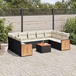 Maison Chic Salon de jardin 10 pcs avec coussins, Ensemble Tables et chaises d'extérieur noir résine tressée -GKD178159