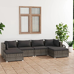 Maison Chic Salon de jardin 6 pcs + coussins - Mobilier/Meubles de jardin - Table et chaises d'extérieur Résine tressée Gris -MN43140