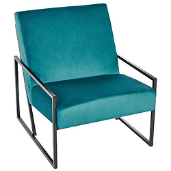 Beliani Fauteuil DELARY Velours Bleu paon pas cher