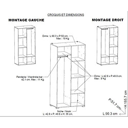 Avis Dansmamaison Armoire penderie + lingère 2 portes battantes Blanc - ZILY