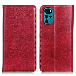 Etui en PU texture litchi, fermeture automatique magnétique avec support rouge pour votre Motorola Moto G22