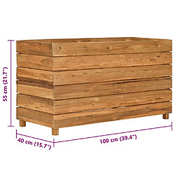 vidaXL Lit surélevé 100x40x55 cm bois de teck recyclé et acier pas cher