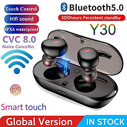 GUPBOO Y30 TWS Blutooth 5.0 Casque sans fil Casque antibruit 3D Stéréo Musique Écouteurs intra-auriculaires pour téléphone portable Android IOS