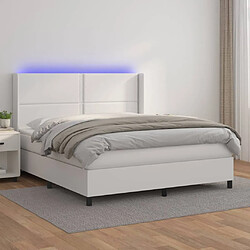 vidaXL Sommier à lattes de lit matelas LED Blanc 180x200 cm Similicuir