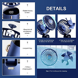 Ventilateur Portatif (bleu), Ventilateur de Cou Suspendu Ventilateur Personnel Silencieux Rechargeable USB de 4000 mAh Réglable à 90° avec 5 Vitesses pas cher