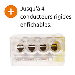 Lot de 10 bornes S2273 - Connexion rapide - 4 conducteurs - fils rigides 2.5mm² - jaune - Wago pas cher