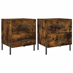 Maison Chic Lot de 2 Tables de chevet - Tables de Nuit chêne fumé 40x35x47,5cm bois d’ingénierie