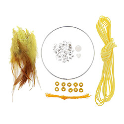 Kits Matériel Dream Catcher DIY Boucle En Fer, Cordon En Daim, Plume, Perles Jaune