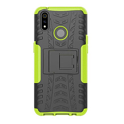 Wewoo Coque Pour OPPO Realme 3 Pro Texture de pneu TPU antichoc + PC Housse de protection avec support vert