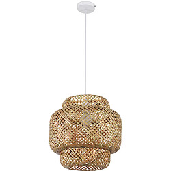 ICONIK INTERIOR Lampe suspension artisanale en bambou Boho Bali Bois naturel