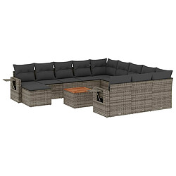 Maison Chic Salon de jardin avec coussins 13 pcs, Ensemble Tables et chaises de jardin, gris résine tressée -GKD759125