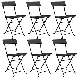 vidaXL Chaises de bistrot pliantes lot de 6 Noir Résine tressée acier