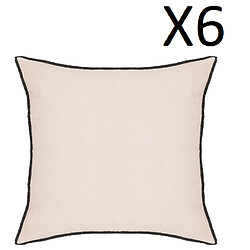 Pegane Lot de 6 coussin décoratif déhoussable en lin et coton coloris rose - Longueur 45 x Profondeur 12 x Hauteur 45 cm