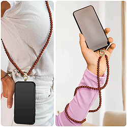 Avizar Bijou Téléphone Perles 120cm Double Attache Accroche Universelle Marron Clair pas cher