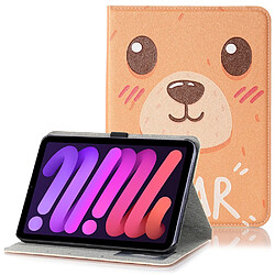 Etui en PU motif dessin animé avec support ours pour votre Apple iPad mini (2021)