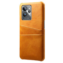 Coque en TPU + PU anti-griffes, anti-choc avec porte-cartes, orange pour votre Realme GT2 Pro