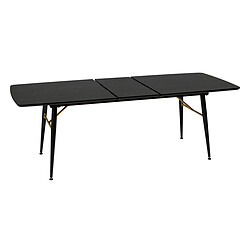 Pegane Table à manger, table de repas extensible en bois et métal coloris Noir - Longueur 180-220 x Profondeur 90 x Hauteur 76 cm