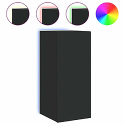 Maison Chic Meuble TV mural, Banc TV avec lumières LED pour salon, Meuble de rangement noir 30,5x35x70 cm -GKD39050