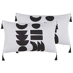 Beliani Lot de 2 coussins LIRIOPE 30 x 50 cm Géométrique Noir blanc