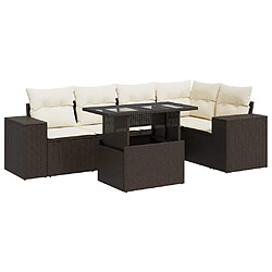 vidaXL Salon de jardin avec coussins 6 pcs marron résine tressée