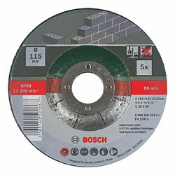 Bosch 2609256334 Assortiment de disques à tronçonner à moyeu déporté pour Matériaux Diamètre 115 mm Diamètre d'alésage 22,23 Epaisseur 2,5 mm 5 disques