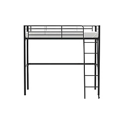 Vente-Unique Lit mezzanine 90 x 190 cm - Noir - En métal - Sommier inclus - ELIOT