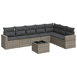 Maison Chic Salon de jardin 8 pcs avec coussins | Ensemble de Table et chaises | Mobilier d'Extérieur gris résine tressée -GKD72838