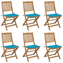 vidaXL Chaises pliables de jardin lot de 6 avec coussins Bois d'acacia