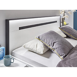 Acheter Pegane Lit adulte double 180x200 cm King Size + 2 chevets coloris blanc/graphite - Longueur 189 x Hauteur 96 x Profondeur 210 cm