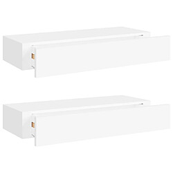 vidaXL Étagères à tiroirs murales 2 pcs Blanc 60x23,5x10 cm MDF