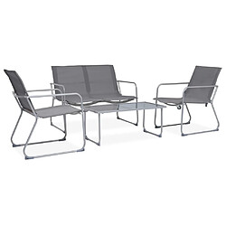 vidaXL Salon de jardin 4 pcs Tissu et acier Gris