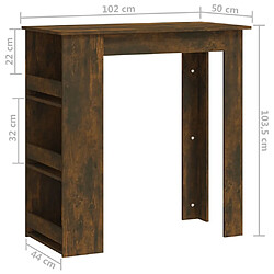 vidaXL Table de bar et étagère de rangement Chêne fumé 102x50x103,5 cm pas cher