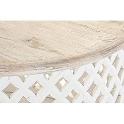 Avis Pegane Table d'appoint en bois de manguier coloris blanc et naturel - diamètre 81 x hauteur 45 cm