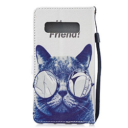 Wewoo étuis en cuir Coque Housse Etui à rabat horizontal Cool Cat pour Galaxy S10 +, avec porte-cartes et emplacements pour cartes