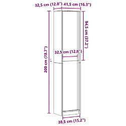 vidaXL Buffet haut avec LED blanc 41,5x32,5x200 cm bois d’ingénierie pas cher